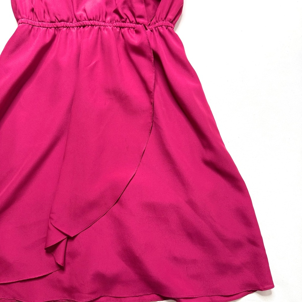 BCBGeneration Pink Asymmetrical Faux Wrap Ruffle Sleeveless Dress Size XS - Picture 3 of 7